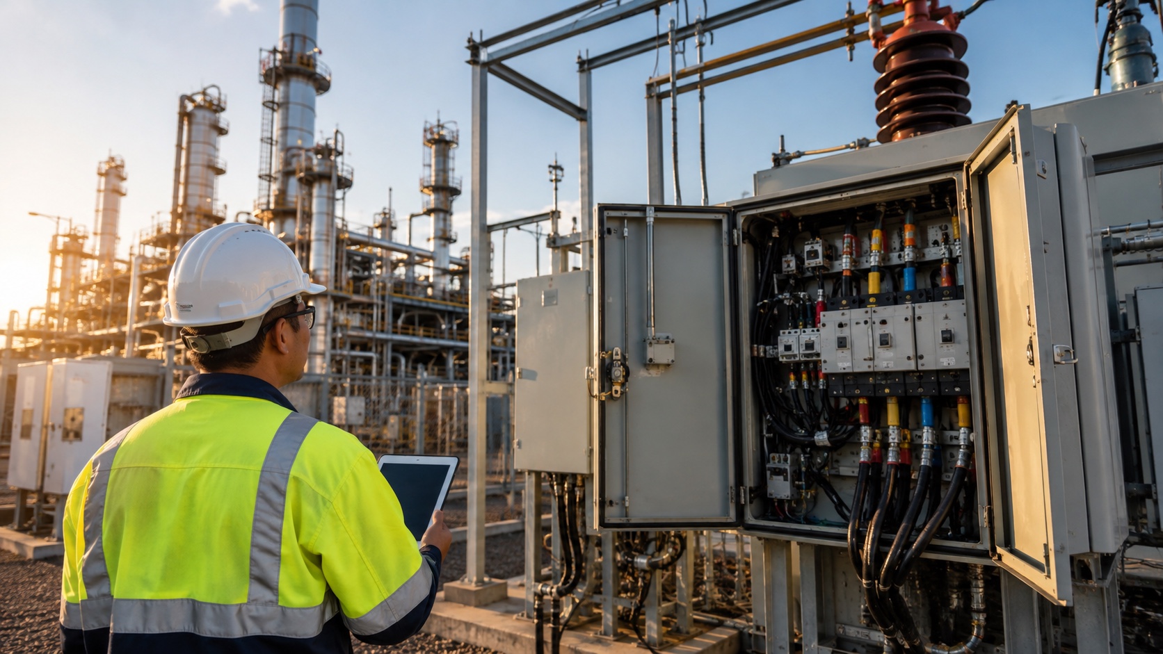 Engineer inspecting an industrial plant